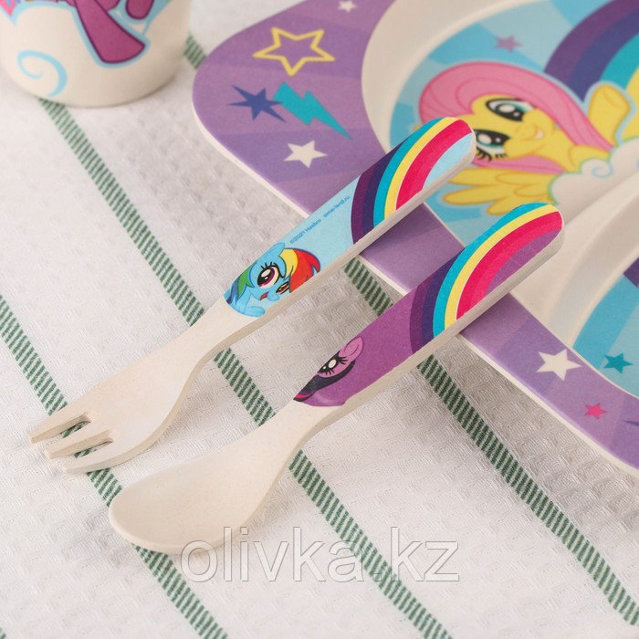 Набор детской бамбуковой посуды, 4 предмета, фиолетовый My Little Pony в пакете - фото 6 - id-p113275771