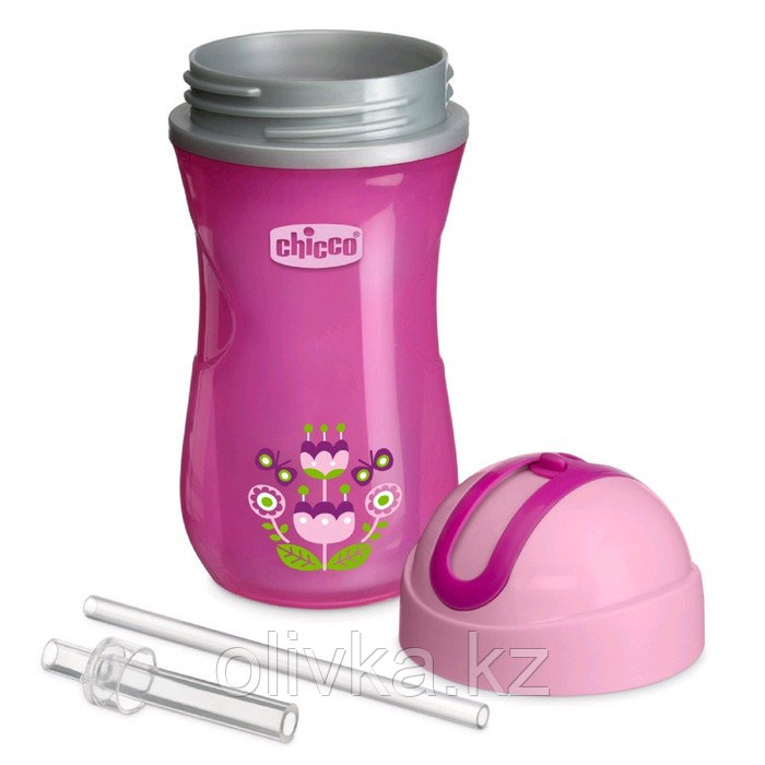 Чашка-поильник Chicco Sport Cup с трубочкой, 266 мл, от 14 месяцев, цвет розовый - фото 1 - id-p113256557