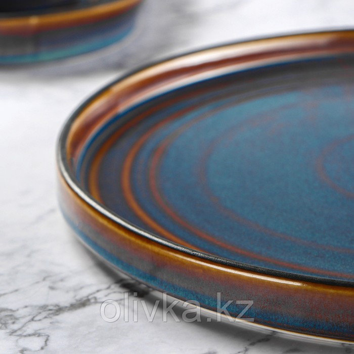 Тарелка фарфоровая подстановочная Magistro Garland, d=27,5 см, цвет синий - фото 4 - id-p113267441