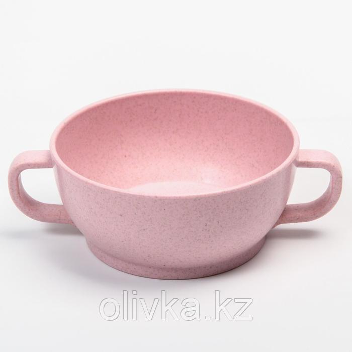 Набор детской ЭКО посуды: Миска с крышкой, ложка и вилка, цвет розовый - фото 6 - id-p113262481