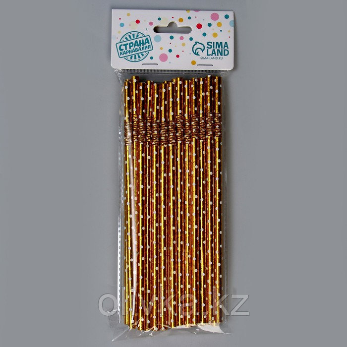 Трубочки для коктейля с гофрой «Горох», в наборе 25 штук, цвет золотой - фото 1 - id-p113269202