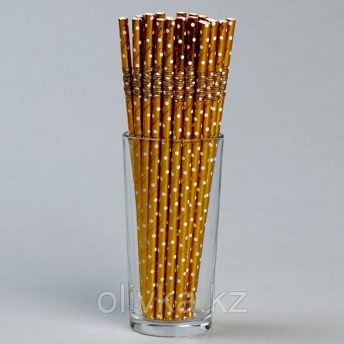 Трубочки для коктейля с гофрой «Горох», в наборе 25 штук, цвет золотой - фото 2 - id-p113269202