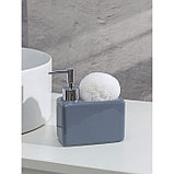 Дозатор для моющего средства с подставкой для губки SAVANNA «Природа», 500 мл, цвет серый, фото 4