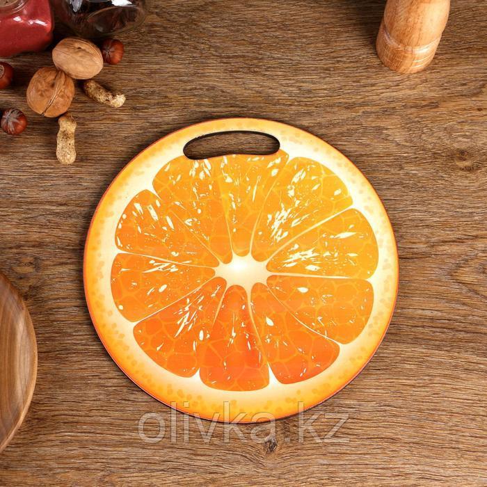 Доска разделочная и сервировочная круглая кухонная "Апельсин в разрезе", 25,5 см - фото 1 - id-p113256575