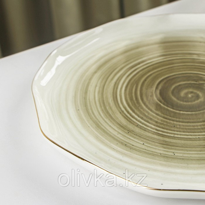Тарелка фарфоровая обеденная Доляна «Млечный путь», d=25 см, цвет серый - фото 3 - id-p113267458