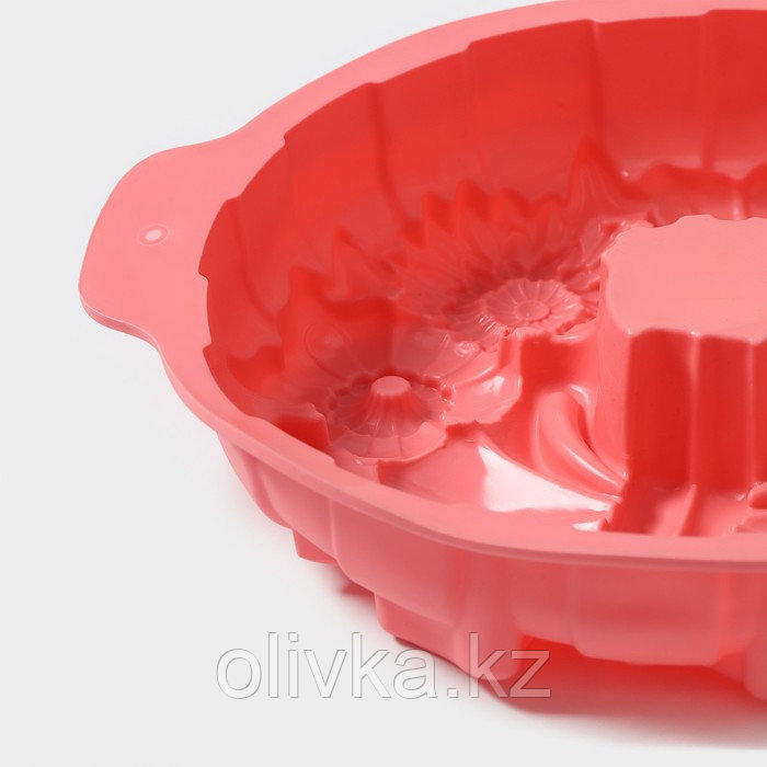 Форма силиконовая для выпечки Доляна «Немецкий кекс. Праздничный венок», 26×30 см, с ручками, цвет МИКС - фото 4 - id-p113242820