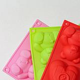 Форма силиконовая для выпечки Доляна «Мишка и сердце», 17×15 см, 4 ячейки, цвет МИКС, фото 5