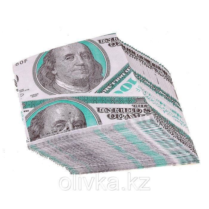Сувенирные салфетки "Пачка баксов", 2-х слойные, 25 листов, 33х33 см - фото 1 - id-p113242833