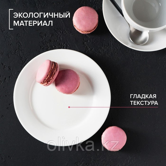 Тарелка фарфоровая десертная с утолщённым краем White Label, d=17,5 см, цвет белый - фото 3 - id-p113244754