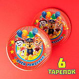 Набор бумажной посуды "С днем рождения!", команда, Щенячий патруль, на 6 персон, фото 4