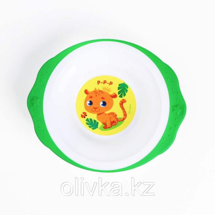 Набор детской посуды «Леопард», тарелка на присоске 250мл, вилка, ложка - фото 2 - id-p113264109