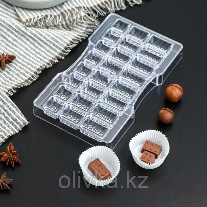 Форма для шоколада и конфет «Лего», 24 ячейки, 20×12×2,5 см, глубина 1,5 см - фото 1 - id-p113264113