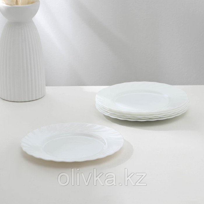 Набор десертных тарелок Luminarc TRIANON, d=20 см, стеклокерамика, 6 шт, цвет белый - фото 1 - id-p113273096