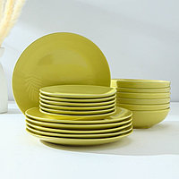 Набор тарелок керамических Доляна «Пастель»,18 предметов: 6 тарелок d=19 см, 6 тарелок d=27 см, 6 мисок d=19