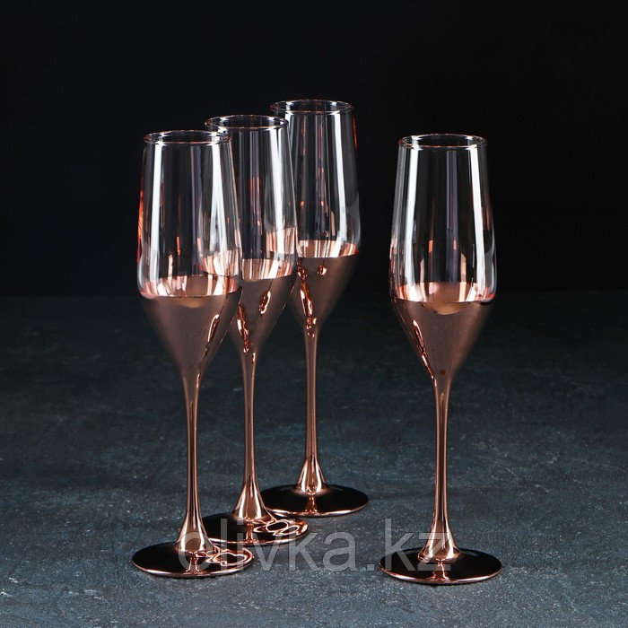 Набор стеклянных бокалов для шампанского «Электрическая медь», 160 мл, 4 шт - фото 1 - id-p113268293