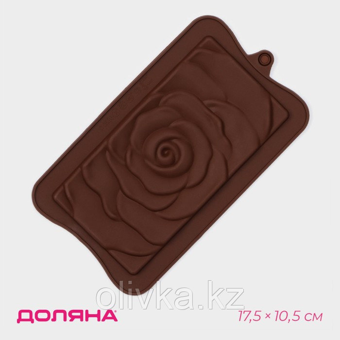 Форма силиконовая для льда и кондитерских украшений Доляна «Роза», 17,5×10,5×1 см, цвет шоколадный - фото 1 - id-p113268304