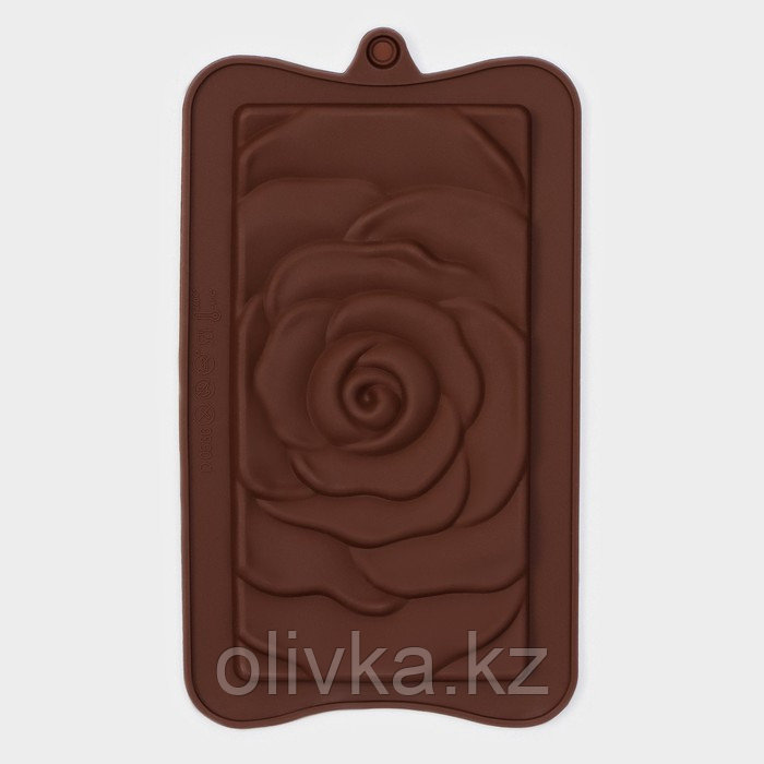 Форма силиконовая для льда и кондитерских украшений Доляна «Роза», 17,5×10,5×1 см, цвет шоколадный - фото 2 - id-p113268304