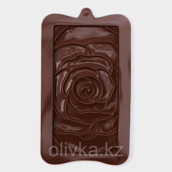 Форма силиконовая для льда и кондитерских украшений Доляна «Роза», 17,5×10,5×1 см, цвет шоколадный - фото 3 - id-p113268304