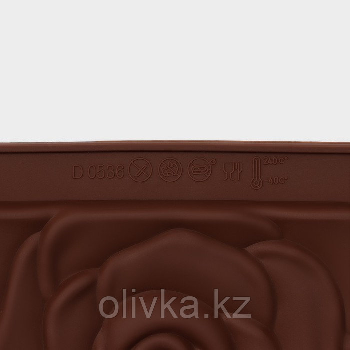 Форма силиконовая для льда и кондитерских украшений Доляна «Роза», 17,5×10,5×1 см, цвет шоколадный - фото 6 - id-p113268304
