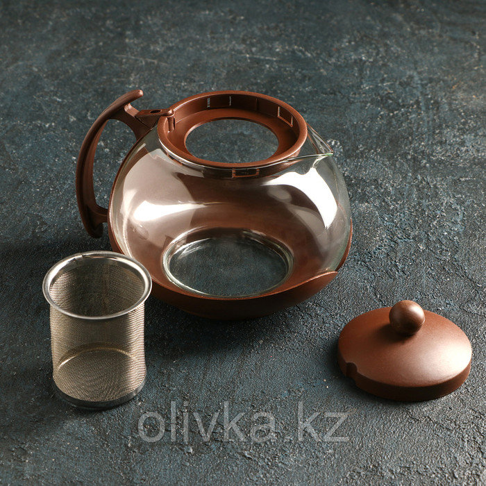 Чайник стеклянный заварочный «Фантазия», 1,25 л, с металлическим ситом, цвет МИКС - фото 2 - id-p113242835