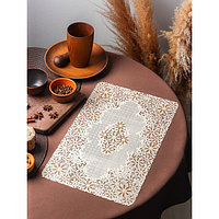 Салфетка ажурная для стола «Лютики», 45×30 см , цвет бежево-коричневый