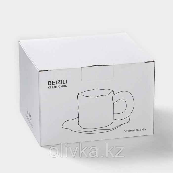 Чайная пара керамическая «Базальт», 2 предмета: кружка 200 мл, блюдце d=14,8 см, цвет серый - фото 6 - id-p113277276
