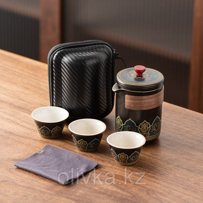 Набор для чайной церемонии 5 предметов на 3 персоны: чашка 50 мл, чайник 280 мл, черный - фото 1 - id-p113277281