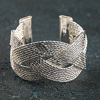 Кольцо для салфетки «Коса», 5×3 см, цвет серебряный