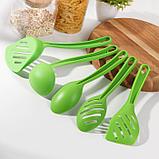 Набор кухонных принадлежностей Доляна «Точки», 5 предметов, цвет зелёный, фото 2