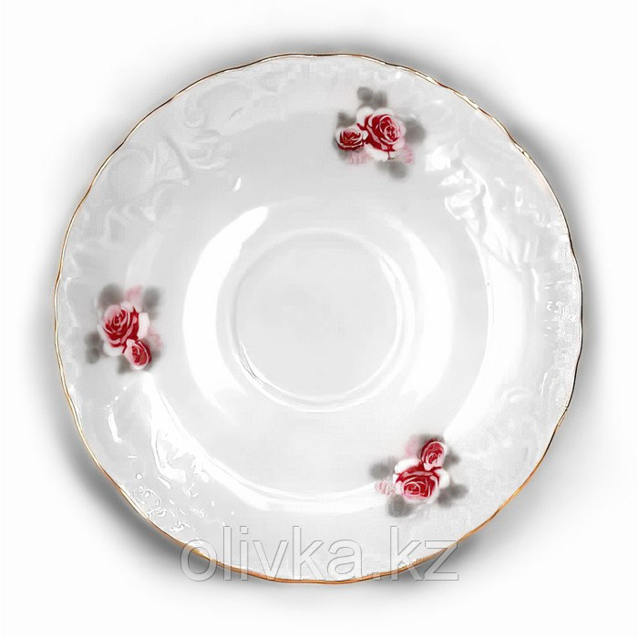 Блюдце 15.7 см, Rococo, декор «Бледные розы, отводка золото» - фото 1 - id-p113265886