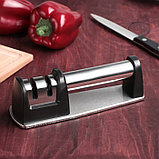 Заточка для ножей Magistro «Металлик», с 2 отделениями для стальных и керамических ножей, фото 2