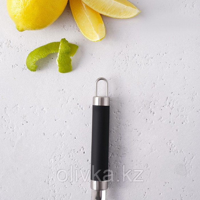 Овощечистка Доляна Venus, 18,5 см, ручка soft-touch, цвет чёрный - фото 4 - id-p113253814