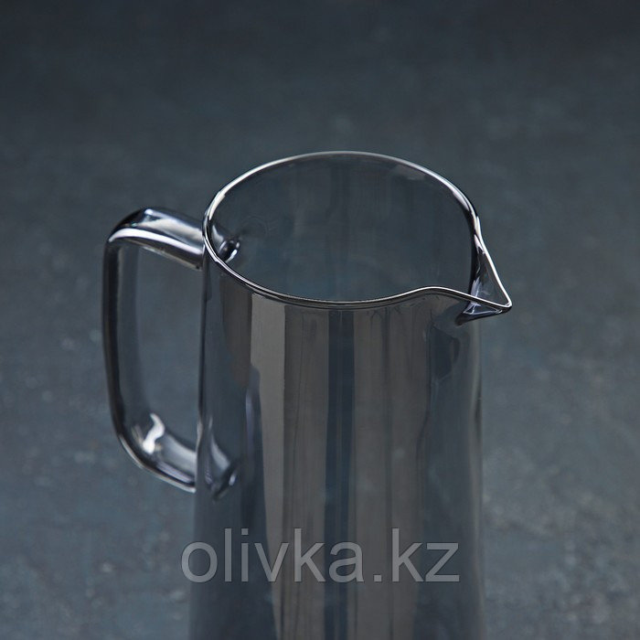 Набор для напитков из стекла Magistro «Дарк», 5 предметов: кувшин 1,35 л, 4 стакана 320 мл, цвет тёмно-серый - фото 5 - id-p113269240