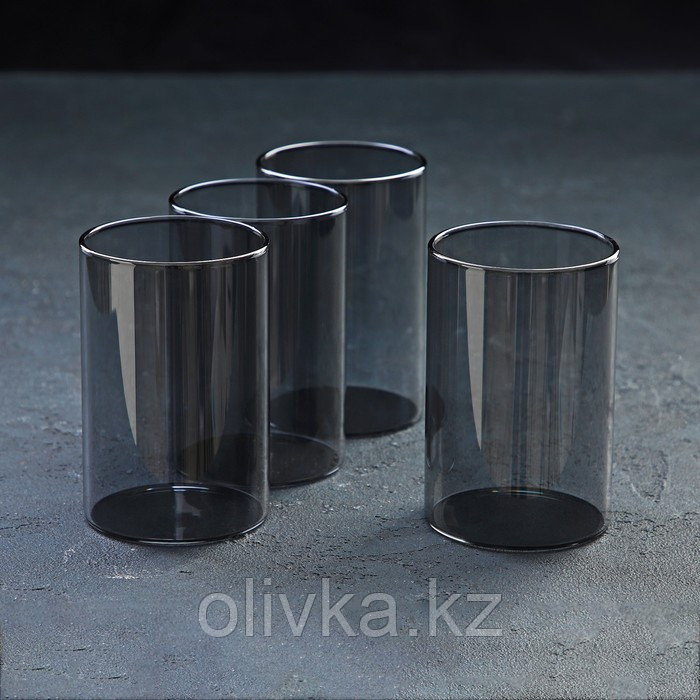 Набор для напитков из стекла Magistro «Дарк», 5 предметов: кувшин 1,35 л, 4 стакана 320 мл, цвет тёмно-серый - фото 6 - id-p113269240