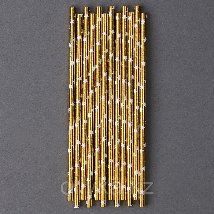 Трубочки для коктейля «Звёзды», набор 12 шт., цвет золото - фото 1 - id-p113275812