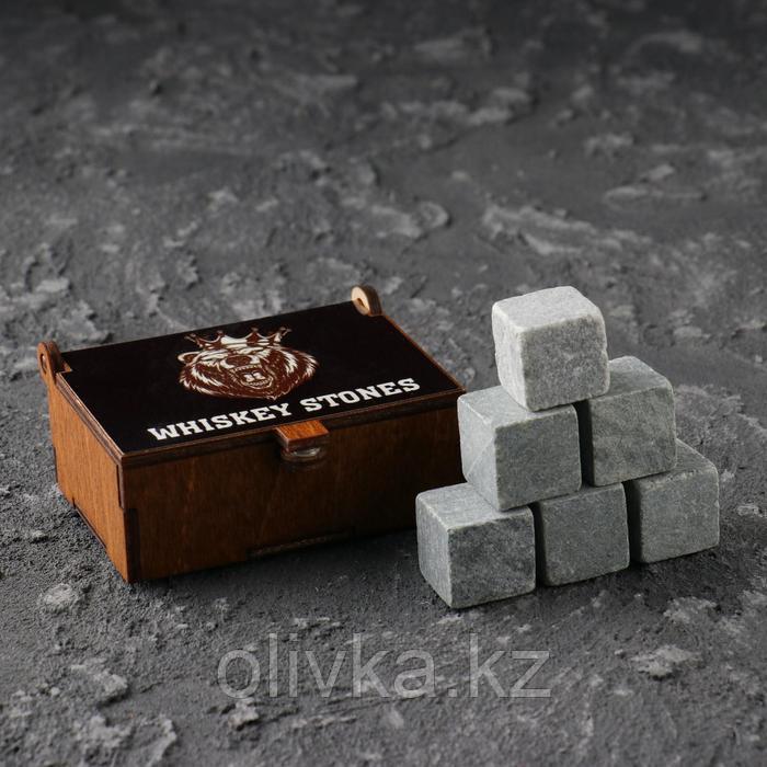 Камни для виски "Медведь", в шкатулке с магнитом, натуральный стеатит, 6 шт - фото 1 - id-p113259009