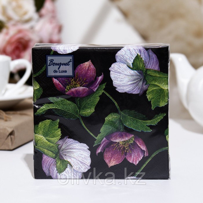 Салфетки бумажные Bouquet de Luxe "Декоративный цветок", 3 слоя,24x24, 25 листов - фото 1 - id-p113270218