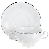 Чашка с блюдцем для бульона Bernadotte, декор «Деколь, отводка платина»