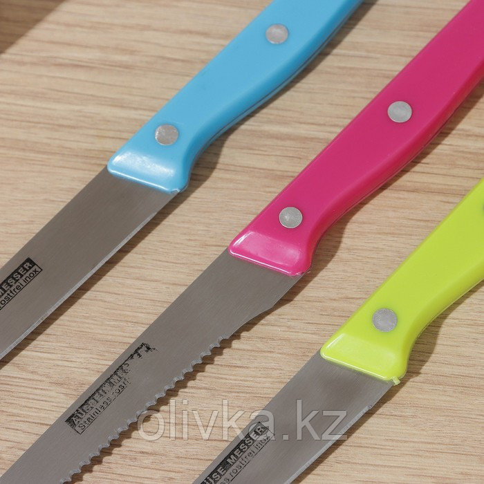 Набор кухонных ножей «Кулинарные изыски», 3 предмета, лезвие 19 см, 22 см, 23 см, цвет МИКС - фото 2 - id-p113253826