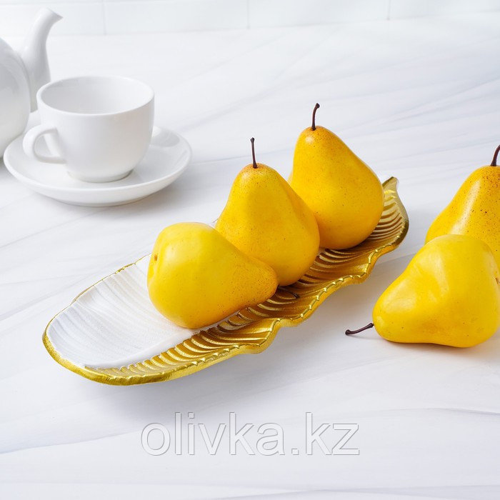 Блюдо для фруктов Доляна «Золотой лист», 36×14×3 см, цвет золотой с белым - фото 4 - id-p113259888
