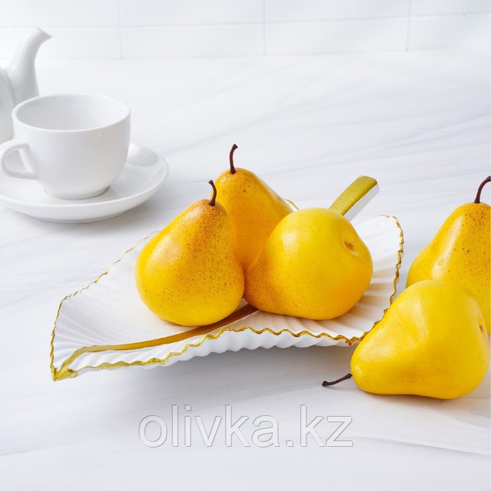 Блюдо для фруктов Доляна «Лист», 35,5×20×5 см, цвет золотой с белым - фото 7 - id-p113259890