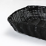 Корзинка для фруктов и хлеба Доляна «Плетёнка», 24×24×7 см, цвет чёрный, фото 3
