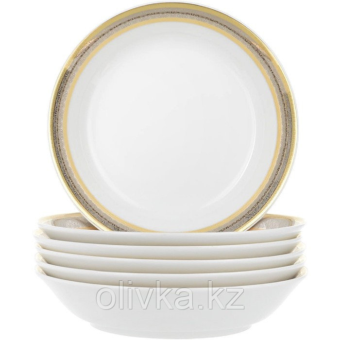 Тарелка для супа Opal, декор «Широкий кант платина, золото», 19 см - фото 1 - id-p113255683