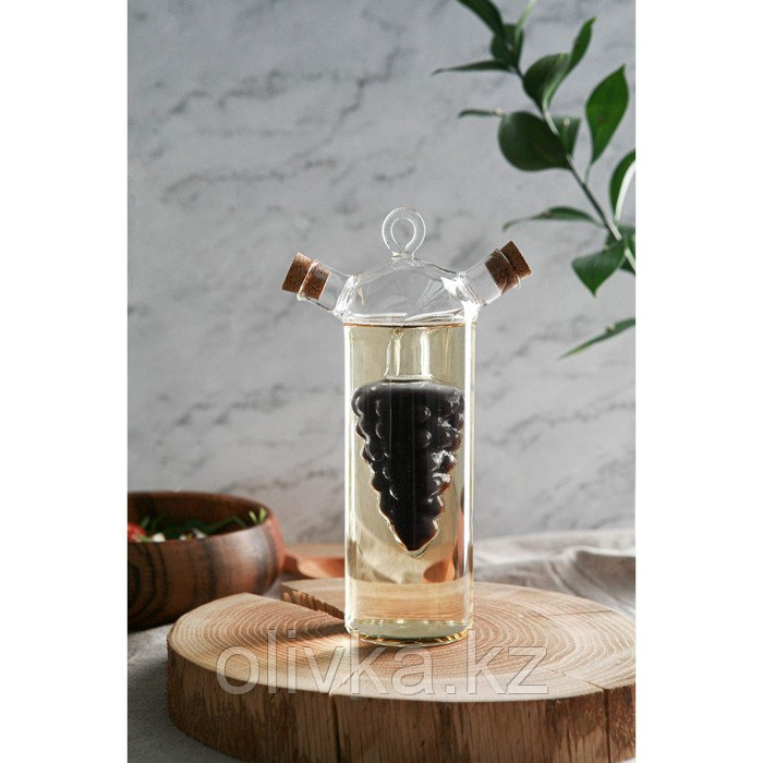 Бутыль стеклянная для соусов и масла 2 в 1 «Фьюжн. Виноград», 300/50 мл, 11×6,5×23 см - фото 2 - id-p113243891