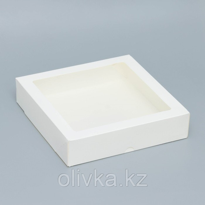 Коробка складная, с окном, белая, 20 х 20 х 4 см - фото 1 - id-p113276605