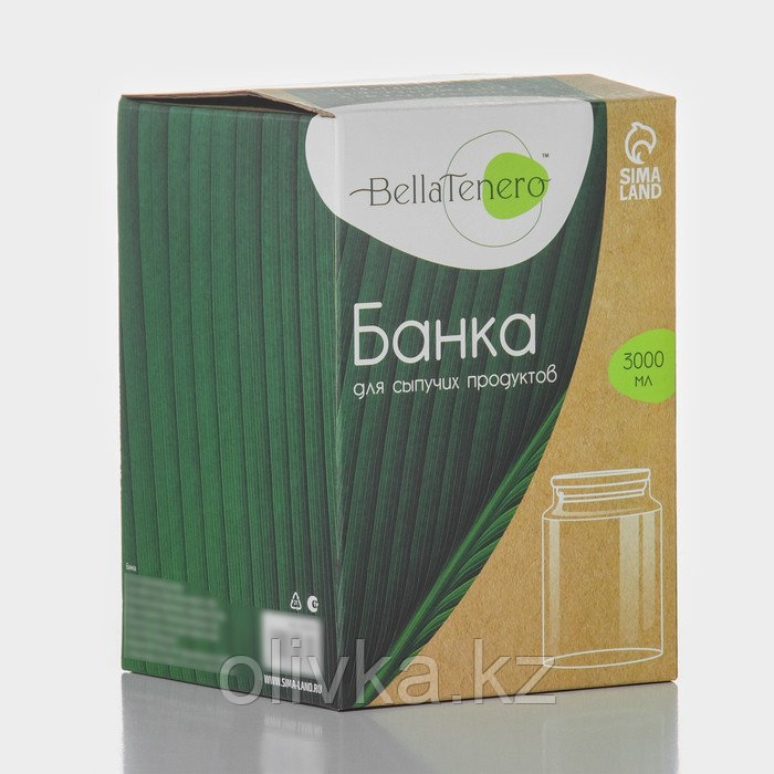 Банка стеклянная для сыпучих продуктов с бамбуковой крышкой BellaTenero «Эко», 3 л, 14,5×21 см - фото 5 - id-p113276606