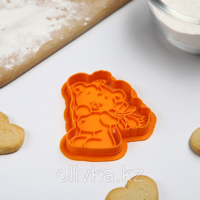 Форма для печенья «Мишка с цветами», штамп, вырубка, цвет оранжевый - фото 4 - id-p113267504