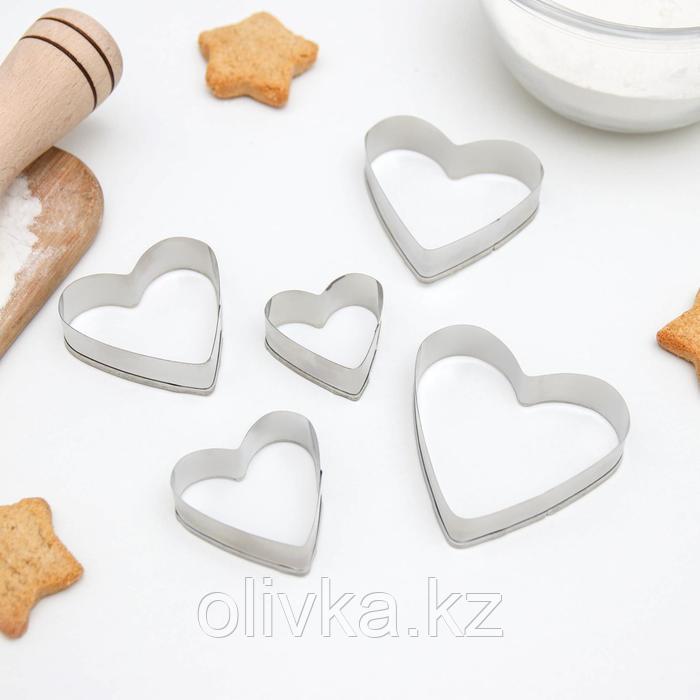 Набор форм для вырезания печенья Доляна «Сердечко», 5 шт, 7,5×7,4 см, цвет хромированный - фото 2 - id-p113252147