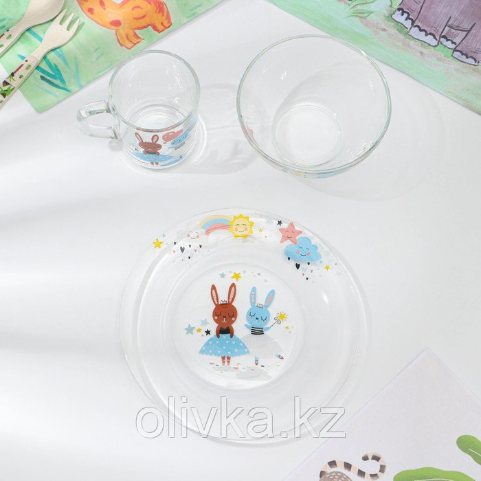 Набор стеклянной детской посуды «Балерины», 3 предмета - фото 2 - id-p113274991