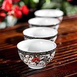 Набор для чайной церемонии керамический «Цветение», 5 предметов: 4 пиалы 30 мл, чайник 200 мл, фото 2